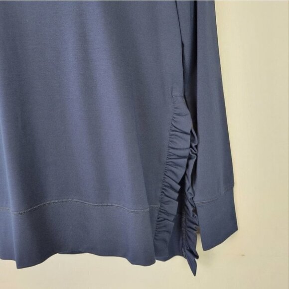 STELLA & Dot Long Sleeve Top Ruffle Side Slit Blue S - Picture 3 of 10
